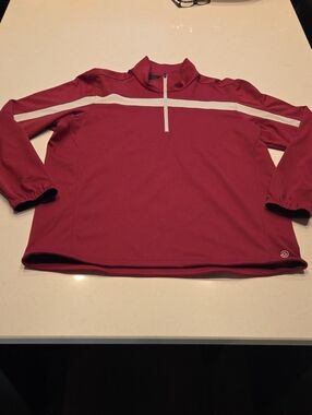 Men's Performance Quarter-Zip Pullover Jacket - Burgundy with White Stripe